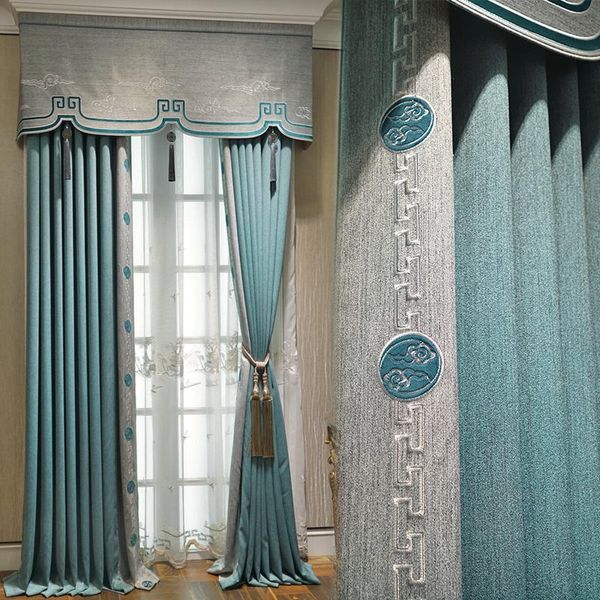

modern simple high-end living room shade curtain light luxury atmosphere chinese bedroom bay window custom cloth & drapes
