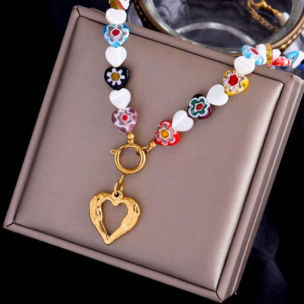

chains intsert lovely bead strand pendent necklace heart pearl flower mother-of-pearl cute accessories fascinating fashion jewelry, Silver