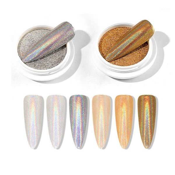 

sale 6g nail magic mirror powder super flash powde holographic on nails laser silver glitter1, Silver;gold