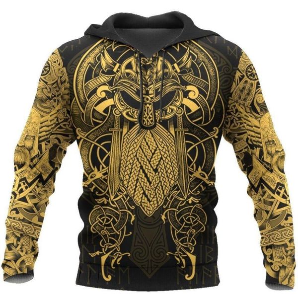 

men's hoodies & sweatshirts beautiful odin viking tattoo 3d print spring autumn hoodie man women harajuku outwear zipper pullover sweat, Black