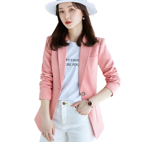 

women's suits & blazers fashion women blazer autumn temperament long sleeve pink gray jacket office ladies plus size casual wear coat, White;black