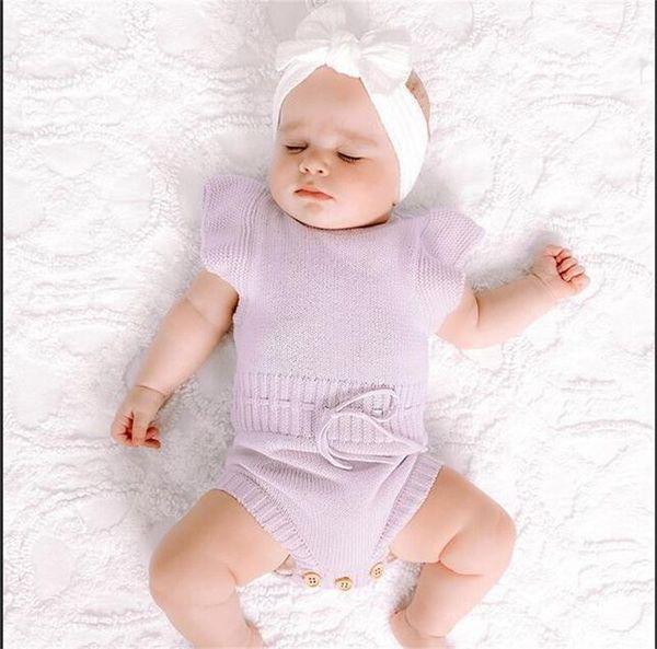 

rompers baby girls casual jumpsuit, sleeve solid color romper, sleeveless knitted 1-piece clothes clothing suit 0-8 months, Blue