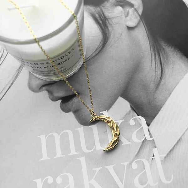 

korean s925 sterling silver necklace ins minimalist irregular concave convex moon women's collarbone chain decoration