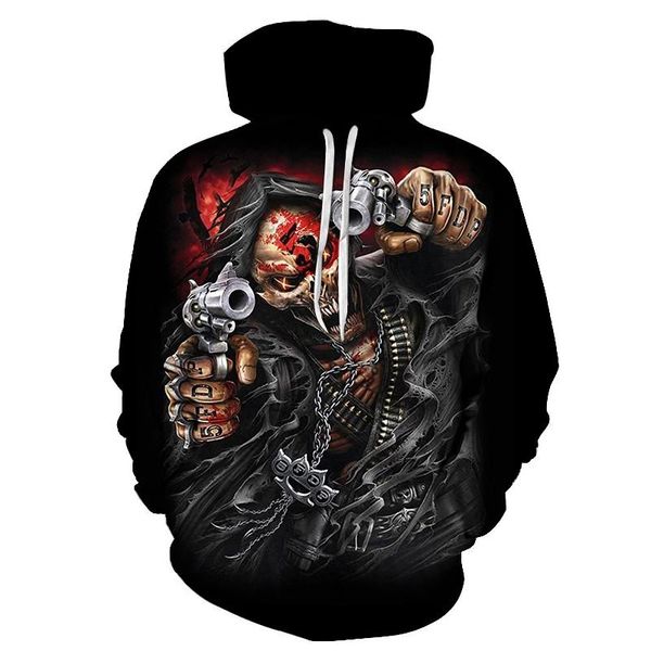 

men's hoodies & sweatshirts skull 3d printing graphic sweatshirt horror theme hoodie autumn/winter fashion hooded pullover, Black