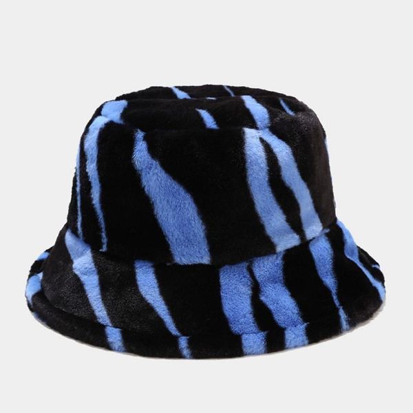 

wide brim hats printed bucket cap basin hat for women men winter thick warm fashionable plush outdoor warmth in, Blue;gray