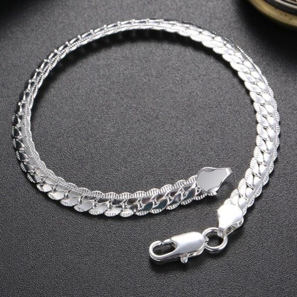 

exquisite 5mm gold 925 solid sterling silver snake bracelet chain fashion jewelry for men women link,, Black