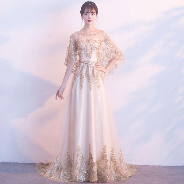 

ethnic clothing mesh beadings cheongsams perspective batwing sleeve bandage qipao flower appliques dresses sequins belt trailing vestidos go, Red