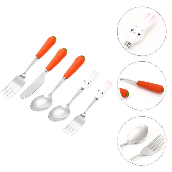

flatware sets 1 set/5pcs stainless steel cutlery spoon child cutter fork tableware