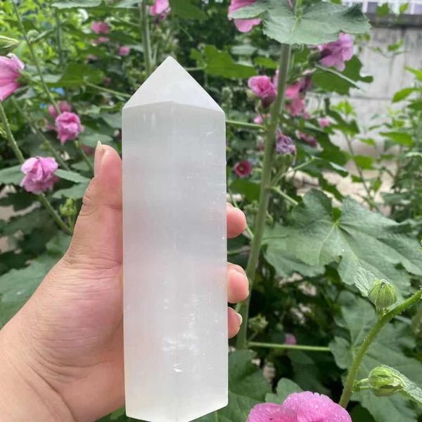 

decorative objects & figurines natural transparent gypsum quartz obelisk crystal energy healing home decor