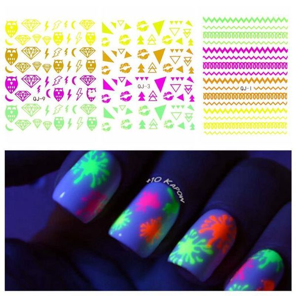 

fluorescence nail decal diy handmade luminous stickers neon stars flash acrylic nails art tools glow in dark1, Black