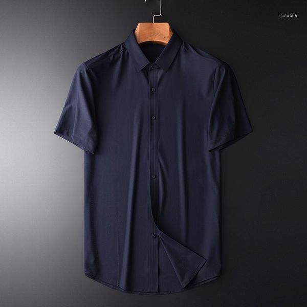 

short summer luxury sleeve solid color casual mens dress shirts plus size 4xl fashion slim fit male shorts men's, White;black