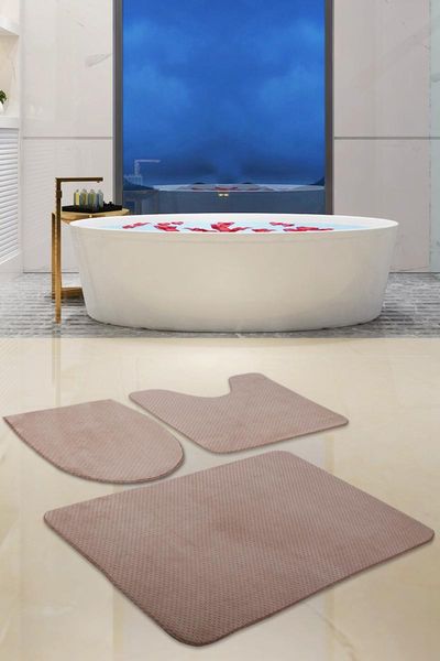 

bonny home aurora cappuccino pcs set bath mat non-slip bottom toilet seat pad mats