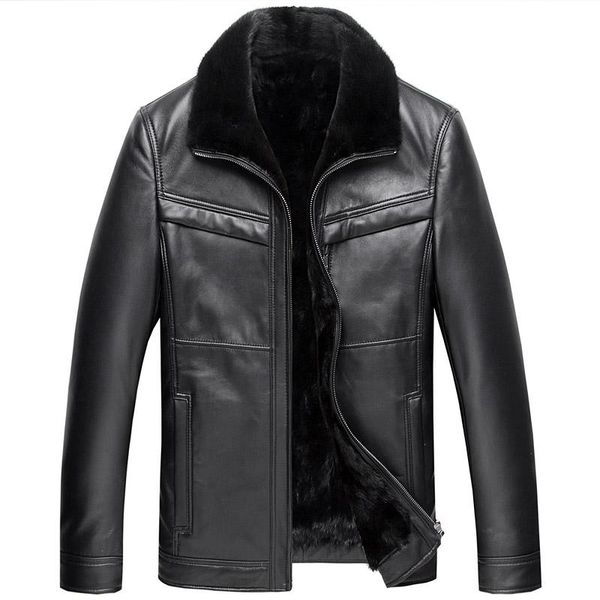 

genuine leather jacket men sheepskin real coat plus size mens winter casaco sd9052 yy1141 men's & faux, Black