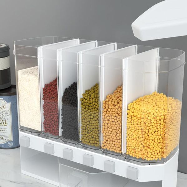 

storage bottles & jars 2021 sealed rice box wall mounted cereal grain container dry food dispenser jar kitchen tools