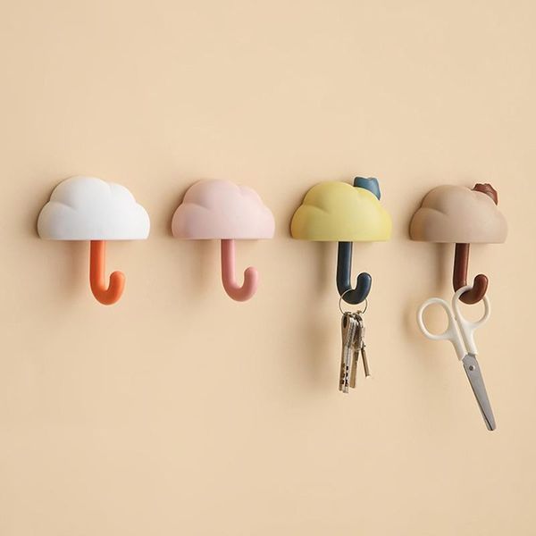 

hooks & rails 3pcs self adhesive 3d clouds storage holder for bathroom kitchen hanger wall mounted door clothes key racks
