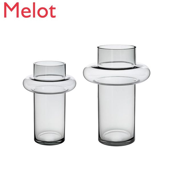 

vases transparent pot-shaped glass vase living room decoration simple wide mouth design creative dried flowers flower container
