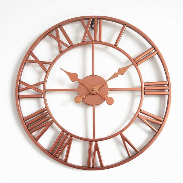 

wall clocks metal rose gold & copper roman openwork silent clock home decor living room simple design 40cm