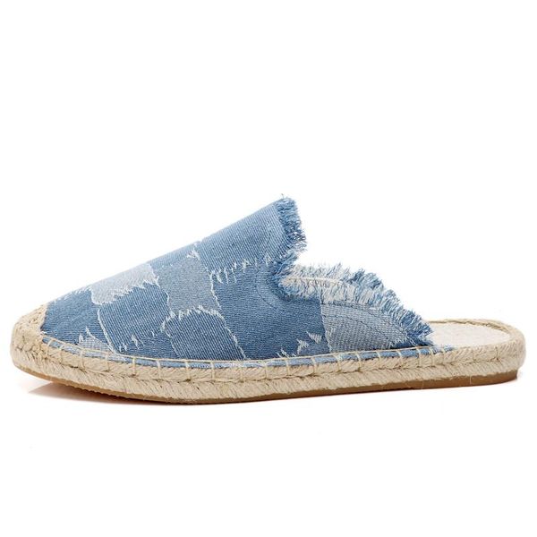 

slippers ms. fisherman's shoes 2021 summer women's a pedal linen lazy baotou half flat wear, Black