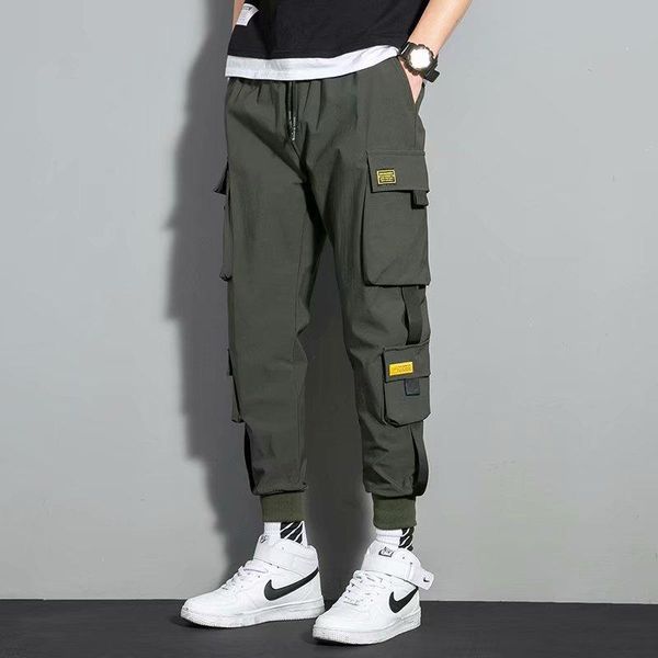 

men's pants men cargo streetwear harajuku hip hop fashion clothing jogger japanese korean stylish running male trousers sweatpant, Black
