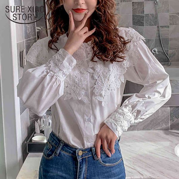 

office lady long sleeve o neck shirts autumn spring white cardigan blouse women plus size ladies clothing blusas 12353 210415