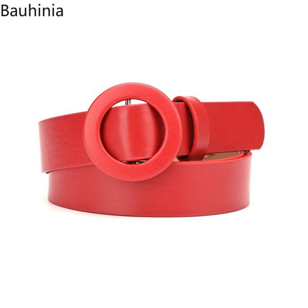 

belts 2021 solid color ladies pu round buckle belt perforation fashion all-match decorative dress 108*2.8cm, Black;brown