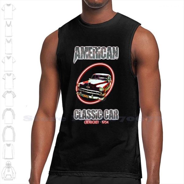 

classic car design vintage modern neon lights custom funny tank sleeveless vest colorful auto silhouette, White;black