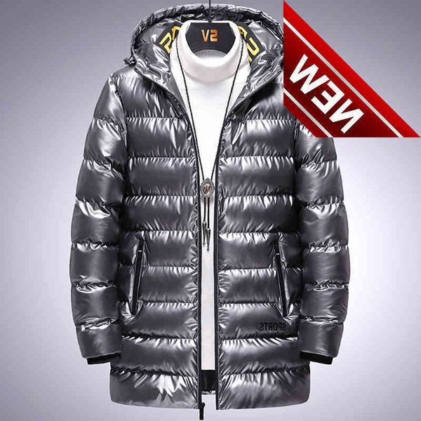 

bright fabric men's winter down jacket hooded windbreaker outwear, Black