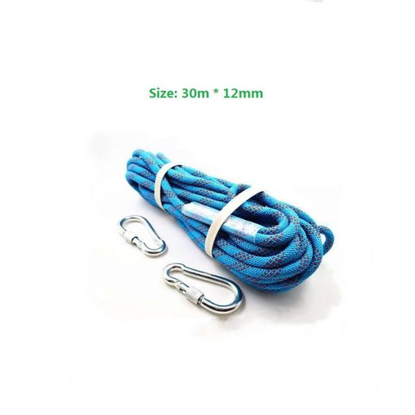 

cords, slings and webbing polyester fibre climbing static rope with double hooks 12mmx30m