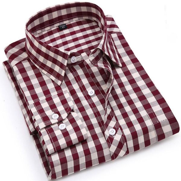 

men's casual shirts men plaid long sleeve shirt spring autumn 100% cotton turn-down collor slim fit comfortable xod8, White;black