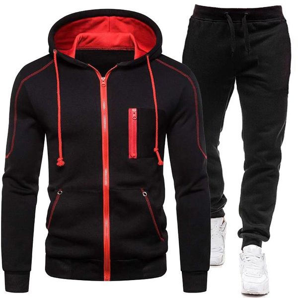 

men's tracksuits sportwear suit 2021 spring and autumncasual sports sweatshirt zipper hoodies two-piece owersized sportswear for male, Gray