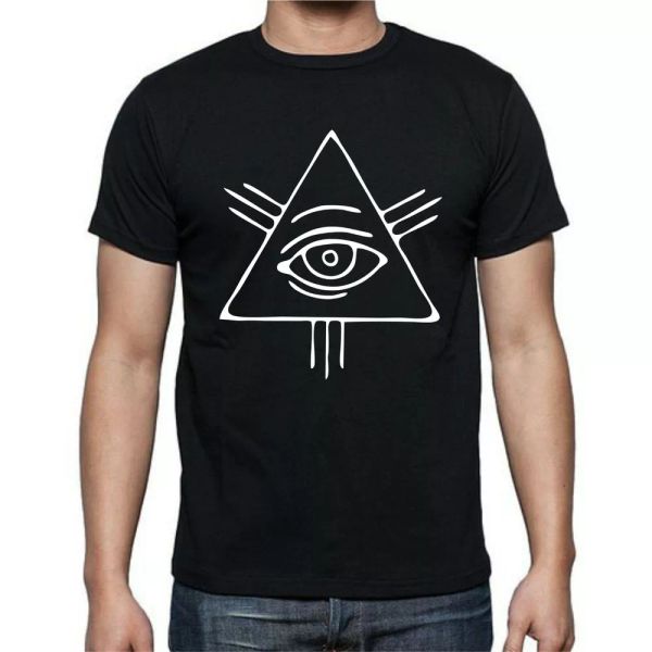

illuminati eye enemy triangle secret pyramid inspiration funny t shirt tee, White;black