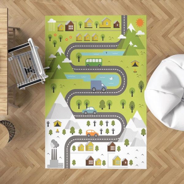 

carpets uludag road pattern digital antiallergic easy to clean non slip kids play rugs bedroom