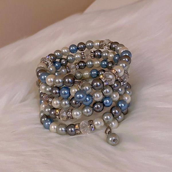 

bangle fashion gradient blue natural freshwater pearl bracelets, Black