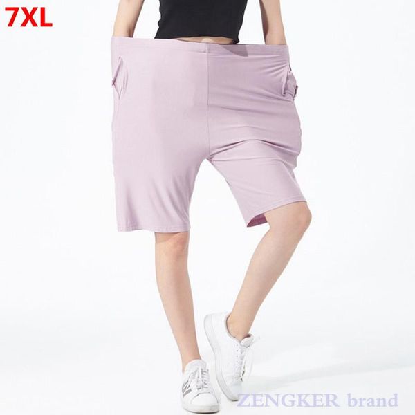 

female summer home shorts extra large size cotton 7xl 6xl 5xl thin wide legs casual stretch plus short pants women's, White;black