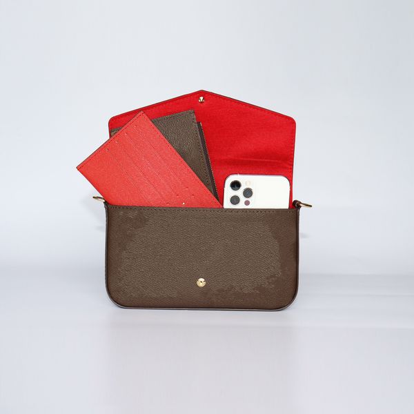 

three-piece leather brand cross-body small ladies shoulder letter phone color printing 2021 mobile lianquan002 wallet solid designer ba tsom