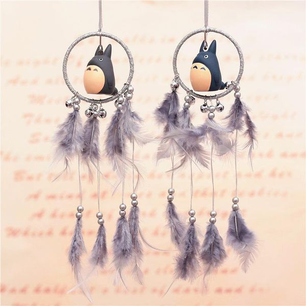 

decorative objects & figurines sibaolu totoro wind chimes pendant dream catcher creative wall hanging luxury purple figures feather r