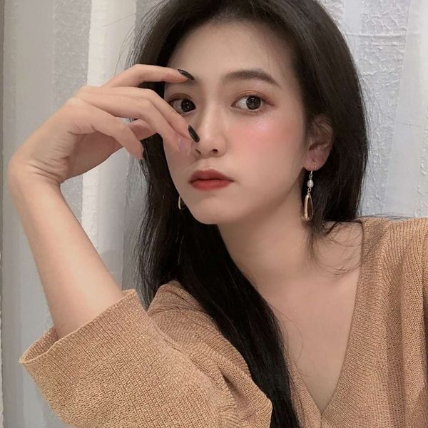 

925 silver hook crystal for women's thin face earrings, Black