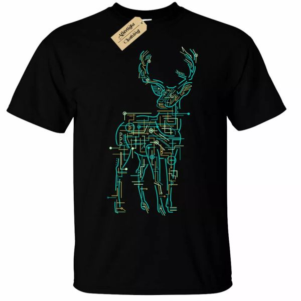 

deer circuit electric t-shirt mens, White;black