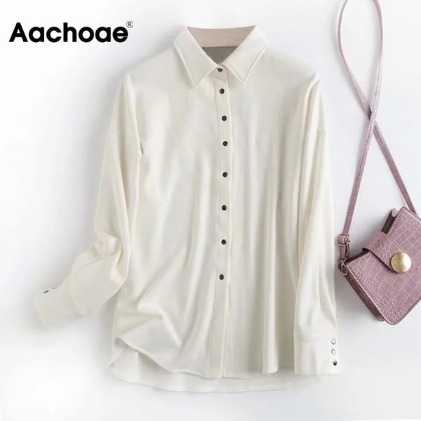 

aachoae fashion women turn down collar shirt jacket solid color long sleeve outerwear loose single breasted coats jackets 210413, Black;brown