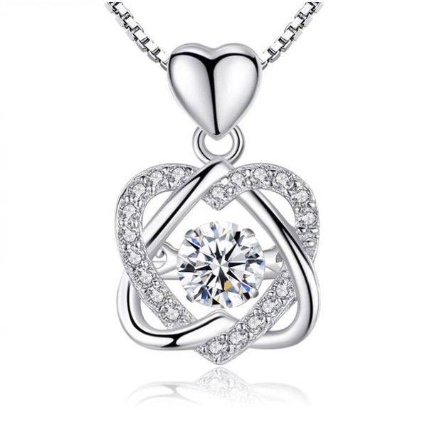 

fashion female micro-inlaid six-pointed star peach heart necklace crown smart pendant all-match chains, Silver