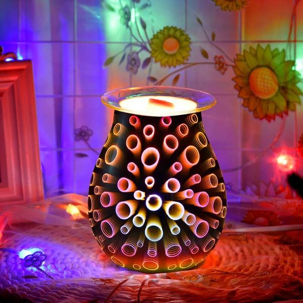 

fragrance lamps 3d firework glass vase shape air humidifier led night light aroma essential oil diffuser mist maker ultrasonic us uk plug