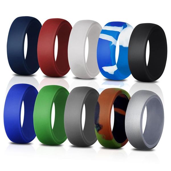 

pcs silicone rings sets for women men anniversary engagement wedding bands christmas gifts punk decoration us 7-14 cn034 band, Silver