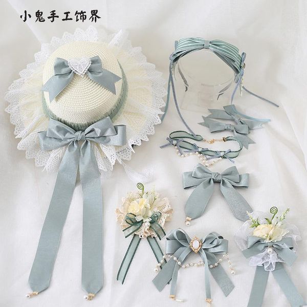 

other event & party supplies lolitacla series elegant bean green sweet lolita barrettes straw hat girl headband brooch gadget
