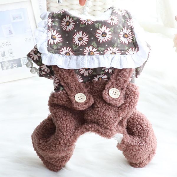 

dog apparel luxury design four feet warm pet clothes autumn and winter fur collar for small dogs ropa para perro jumpsuit