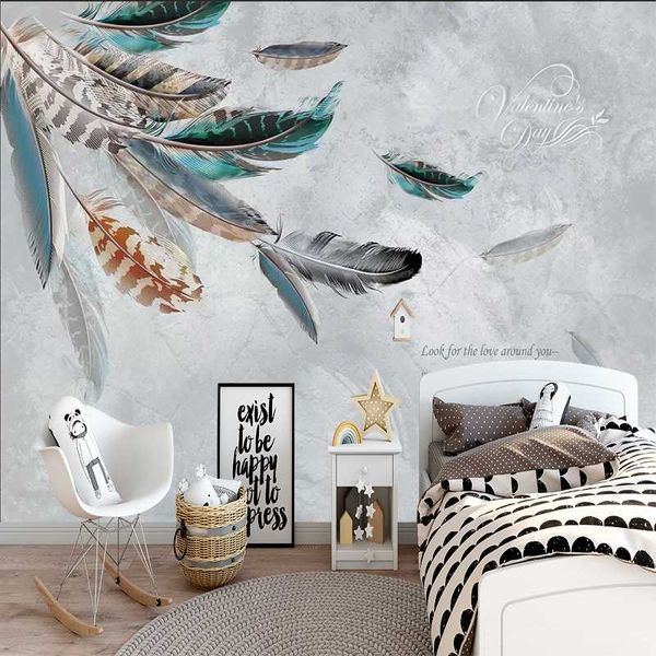 

milofi 3d custom wallpaper peacock feather pattern wallpapers