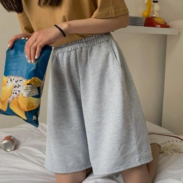 

women's shorts 2021 summer women elasticity lovely girls korean style sweet students harajuku simple pure gray oversize trousers female, White;black