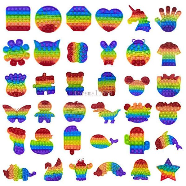 

wholesale 30+ styles rainbow bubbles fidget toy push bubble simple dimple decompression anxiety reliever stress relief kids squeeze sensory