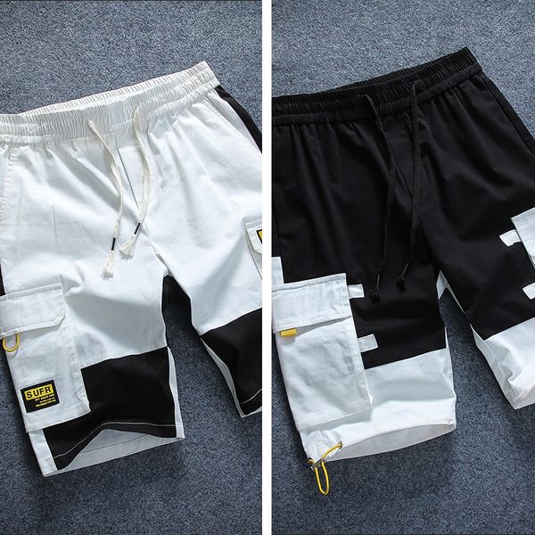 

a 443 seven minutes of pants color matching shorts loose 2021 summer slacks 5 minutes of pants trend 7 points 6 pants men's divis, Blue