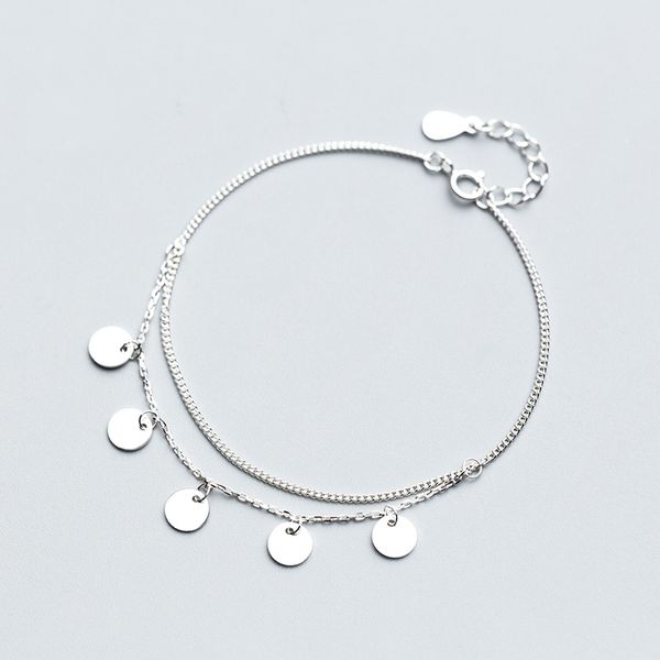 

mloveacc genuine 925 sterling coin disc charm bracelets women fashion silver chain link bracelet, Black