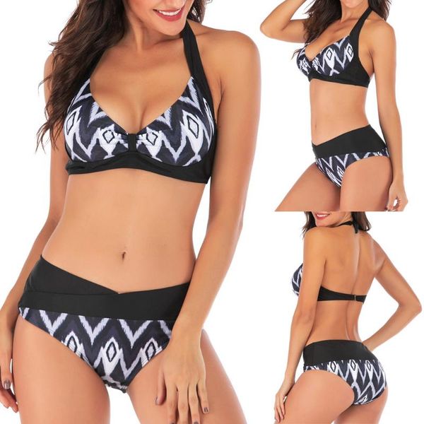 

women's swimwear women floral print 2021 bikini set swimming two piece swimsuits suit maillot de bain femme beach xyt04, White;black